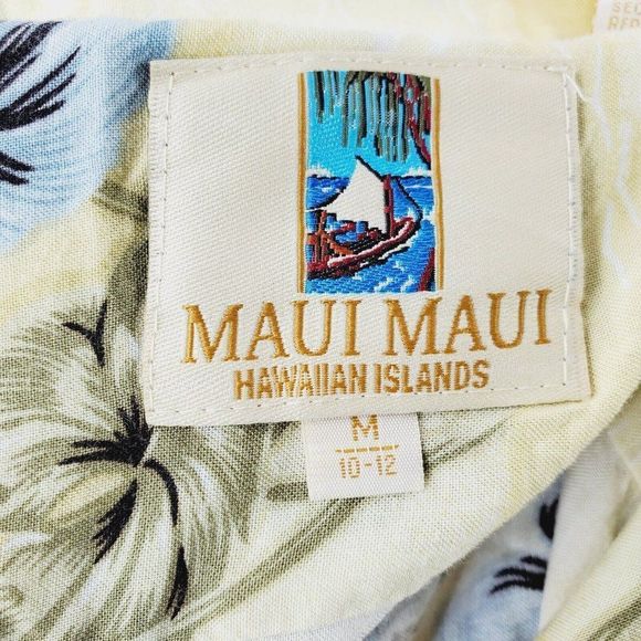 Maui Maui Boys Yellow Short Sleeve Button Front Hawaiian Shirt Size M (10-12) - Picture 4 of 6